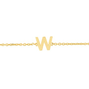 14K Yellow Gold Mini Initial W Necklace