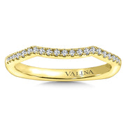 14K Yellow Gold Curved Diamond Wedding Band