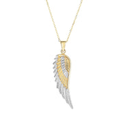 14K Two-Tone Gold Angel Wing Necklace