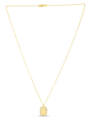 14K Yellow Gold Diamond O Caratagon Tag Necklace