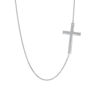 14K White Gold Flat Cross Necklace