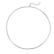 14K White Gold Skinny Omega Diamond Bar Necklace