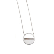 14K White Gold Diamond SOHO Half Disc Necklace