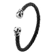 Skull Ends Cuff Leather Bracelet