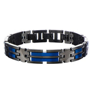 Matte Black & Blue Plated Link Bracelet