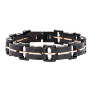 Solid Carbon Graphite & Rose Gold Plated Link Bracelet