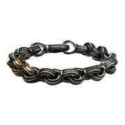 Antiqued Gun Metal Steel & Gold Plated Curb Chain Link Bracelet