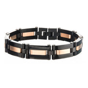 Alternating Black Plated & Rose Gold Plated Link Bracelet