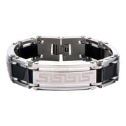 Steel & Plated Black Bracelet with Greek Key Pattern