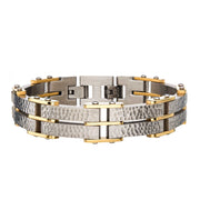 Two-Tone Gold Hammered Modern Bracelet