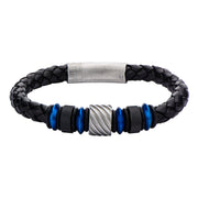 Beads in Black Braided Leather Bracelet