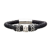 Celtic Knot Bead in Black Braided Leather Bracelet