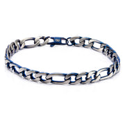 Steel Blue Plated Figaro Chain Bracelet