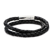 Double Round Black Braided Genuine Bracelet