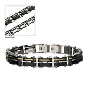 Steel Gold & Black Plated Reversible Bracelet