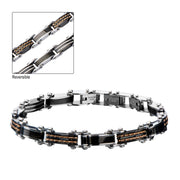 Double-Sided Steel, Black & Rose Gold Plated Bracelet