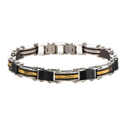 Double-Sided Steel, Black & Gold Plated Bracelet