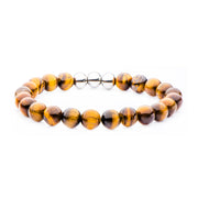 Stainless Steel, Tiger Eye Beaded Stretch Bracelet