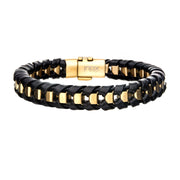 Black Leather with Gold Plated Bracelet