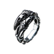 Steel & Black Plated Oxidized Claw Ring