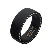 Matte Stainless Steel & Black IP Sand Finish Ring