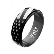 Black IP American Flag Pride Spinner Ring