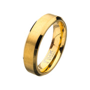 6MM Gold IP Plated Stainless Steel Satin Band Ring