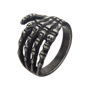 Antiqued Stainless Steel Skeleton Head Ring