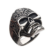 Oxidized Stainless Steel Vampire Skull Ring