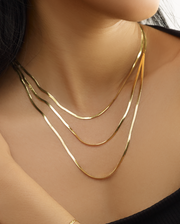 14K Yellow Gold Multi-strand Herringbone Necklace