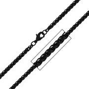 3.4mm Super Black Round Wheat Chain Necklace