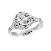 14K White Gold Oval Halo Diamond Engagement Ring