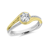 14K Two-Tone Gold Bypass Wrap Diamond Engagement Ring